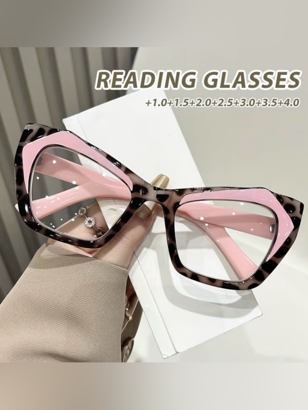 New! Pink & Animal Print Blue Light Blocking Reading Glasses +3.00